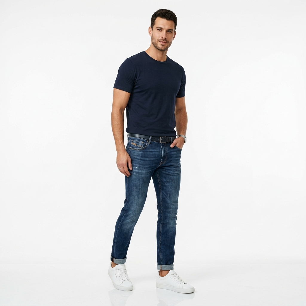 Erkek Slim Fit Mavi Kot Pantolon — Mavi